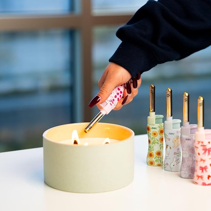 MK Lighter Candle Lighters, Windproof Flame, Ideal as Lighters for Candle, Camping Lighters, Outdoor, Butane Refillable (Charm-5PC)