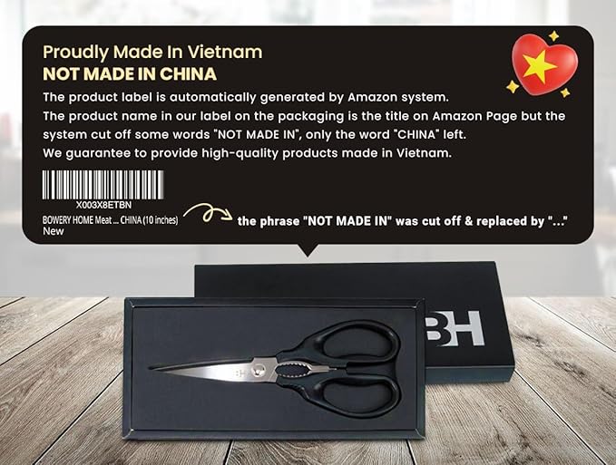 BOWERY HOME Kitchen Scissors - Heavy Duty Kitchen Shears - Lightweight Scissors - For Cutting Food, Meat, Fish, Vegetable - NOT MADE IN CHINA - Multi-purpose Kitchen Shears (8 inches)