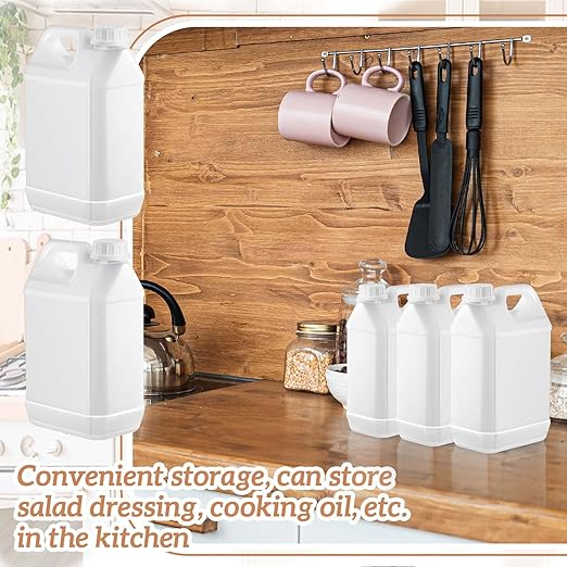 3 Pcs 1 Gallon Plastic Jug with Lids Square Empty Storage Containers Hdpe Carboy Plastic Jar Containers for Water Milk Beverage Oil Liquids (White)