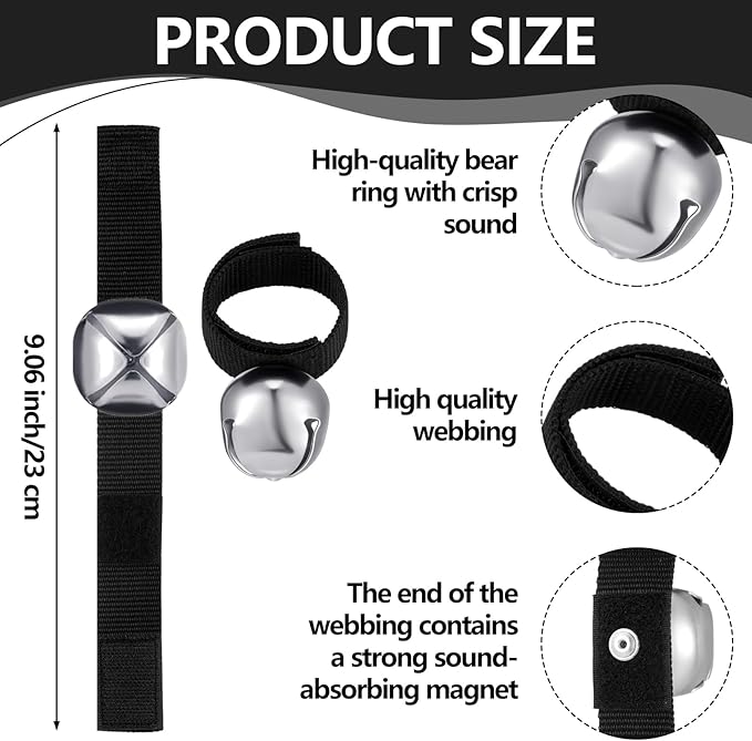 4 Sets Bear Bells with Whistle for Hiker, Loud Bear Bell with Emergency Whistle, Bear Bells for Hiking, Outdoor Camping, Survival, Biking, Fishing, Climbing, Hunting, Pet Tracker