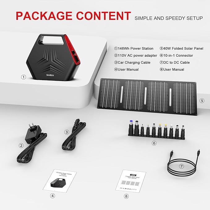 100W Solar Generator with 40W Foldable Solar Panel, Sinkeu 24600mAh Power Bank with AC Outlet for Home Use 97.68Wh Portable Power Station for Camping Hurricane Emergency