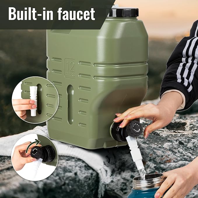 3.2 Gallon Camping Water Jug with Spout, No Leakage Food Grade Camping Water Tank with Spigot for Picnic, BBQ Supplies
