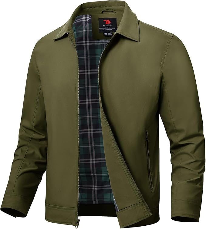 TBMPOY Men's Lightweight Jackets Casual Windbreaker Stylish Light Fall Spring Golf Work Dress Business