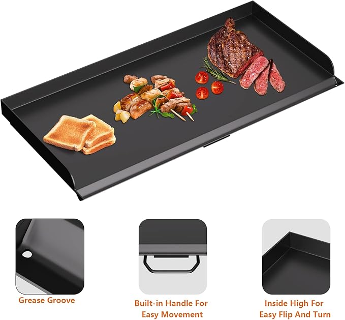 Professional Fry Griddle for Camp Chef 3 Burner Griddle, Flat Top Plate Replacement Part for Camp Chef Tundra, Expedition 3X Combo SG100 Accessories, 37 x 16 inch, Black