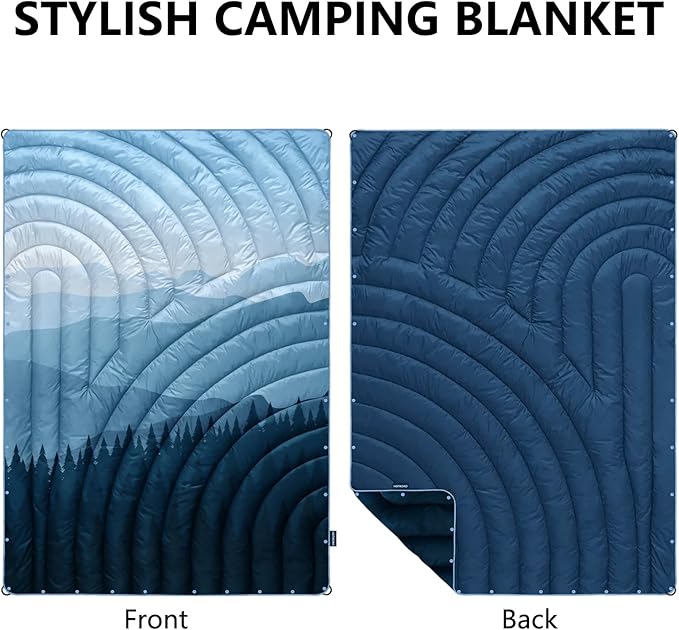 Mini Camping Blanket,Lightweight Down Alternative Puffy Blanket Packable Outdoor Blanket for Camping,Traveling, Stadium, Hiking, Picnics