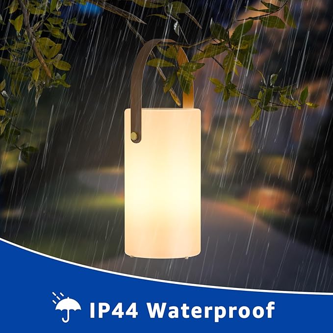 uuffoo 2-Pack Solar Table Lamp Outdoor Lantern 2 in 1 Charging Portable LED Cordless Lights with Remote 8 Colors, Water-Resistant IP44 for Patio Terrace Camping Garden Balcony