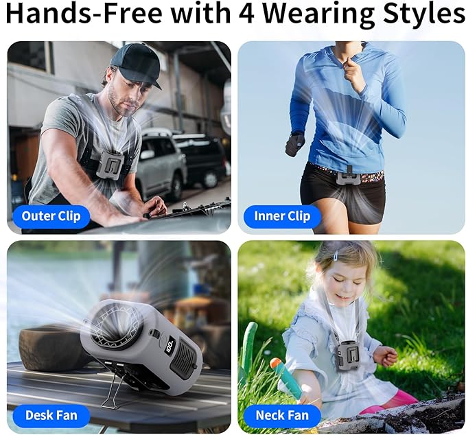 Socool Portable Waist Fan Clip on Wearable Belt, Mini Personal Fans Rechargeable, 4 Speeds 13000RPM, 25H Cooling Shirt Fan Battery Operated, Neck Fan Hanging for Outdoor Camping Travel Jobsite
