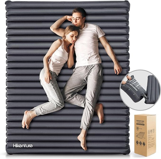 Hikenture Camping Mattress 2 Person Double Sleeping Pad for Camping, 4" Extra-Thick Inflatable & Ultralight Sleeping Air Mat for Backpacking, Hiking (Grey Pumpsack, Semi Double(79 * 47.5 in))