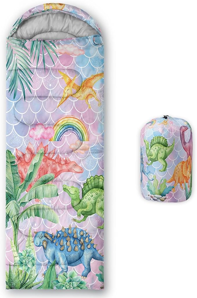 Kids Sleeping Bag for Boys Girls,Checkerboard Cat Print-Lightweight Warm Portable Outdoor Indoor-Waterproof Cold Weather Resistant Sleeping Bag for Camping Hiking