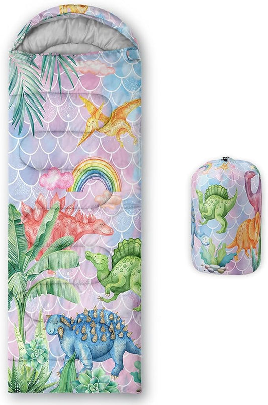 Kids Sleeping Bag for Boys Girls,Checkerboard Cat Print-Lightweight Warm Portable Outdoor Indoor-Waterproof Cold Weather Resistant Sleeping Bag for Camping Hiking
