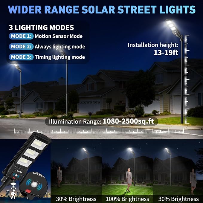 LANGY 2 Pack Led Solar Street Lights Outdoor 150000 Lumens,180 PCS LED,Dusk to Dawn Solar Powered Street Lights with Remote for Barn,Yard, Garden,Basketball Court