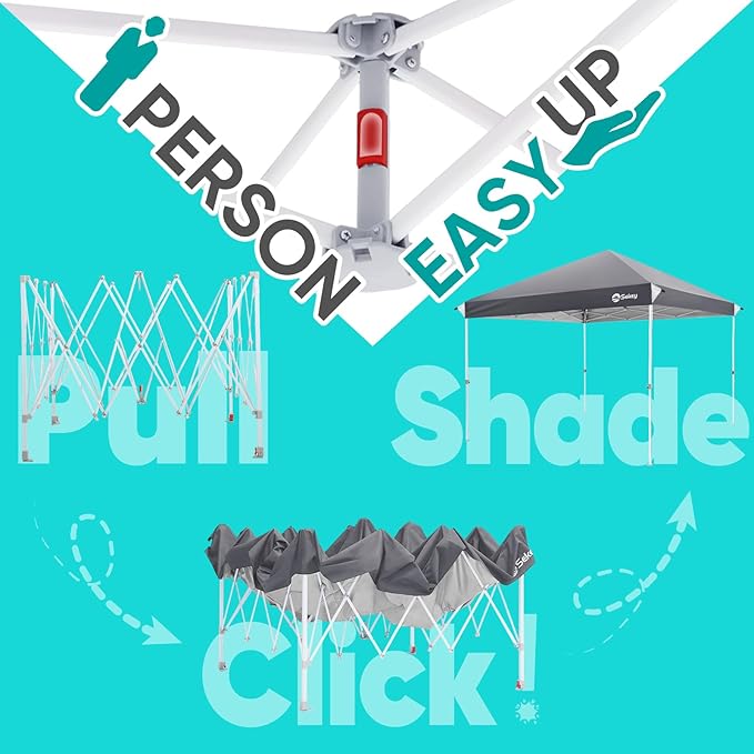 Sekey 10x10 Pop Up Canopy with One Push Setup-Easy Up Canopy with 99% UV Blocking - Instant Outdoor Sun Shade for Events, Parties, Camping- Commercial Gazebo with Weight Bags,Wind Proof&Waterproof
