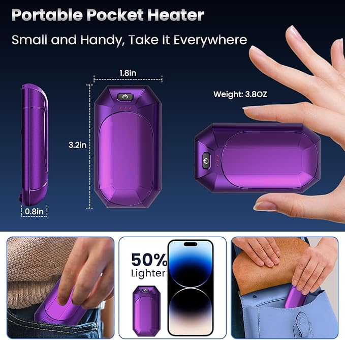 AI Hand Warmers Rechargeable 2 Pack,Portable Electric Hand Warmer Reusable,AI Hand Warmer for Outdoor Golf Hunting Camping Accessories,Warm Winter Gifts for Men Women Kids
