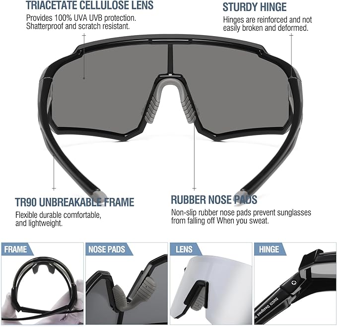 DUCO Polarized Sports Sunglasses for Men Women UV400 Protection Baseball Cycling Running Fishing Sunglasses DC0068