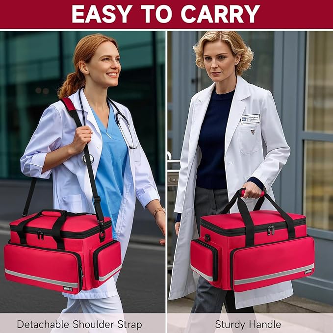 Medical Bag,First Aid Bag Empty,Home Health Nurse Bag with Detachable Divider,Medical Supplies Storage Tote for Nursing Student,Therapist,Doctors