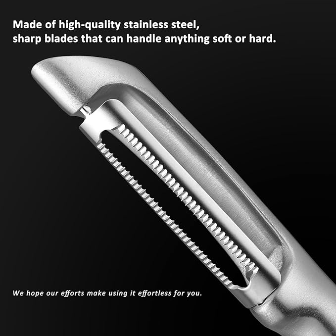 Serrated Blade Premium I Type 304 Stainless Steel Multifunctional Kitchen Peeler Real Wood Handle Ultra Sharp Blade Vegetable Potato Apple(Agarwood)