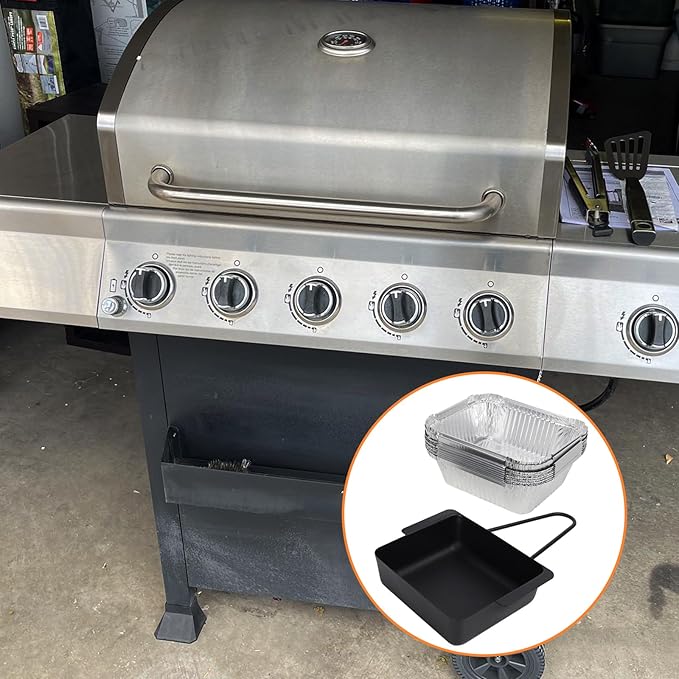 BQMAX Grill Drip Pan for Nexgrill 720-0830X 720-0830H 720-0925P 720-0896 720-0888S Cuisinart CGG-7400, Grease Pan with 15-Pack Aluminum Drip Liner for Nexgrill Grease Tray Replacement 720-0830X