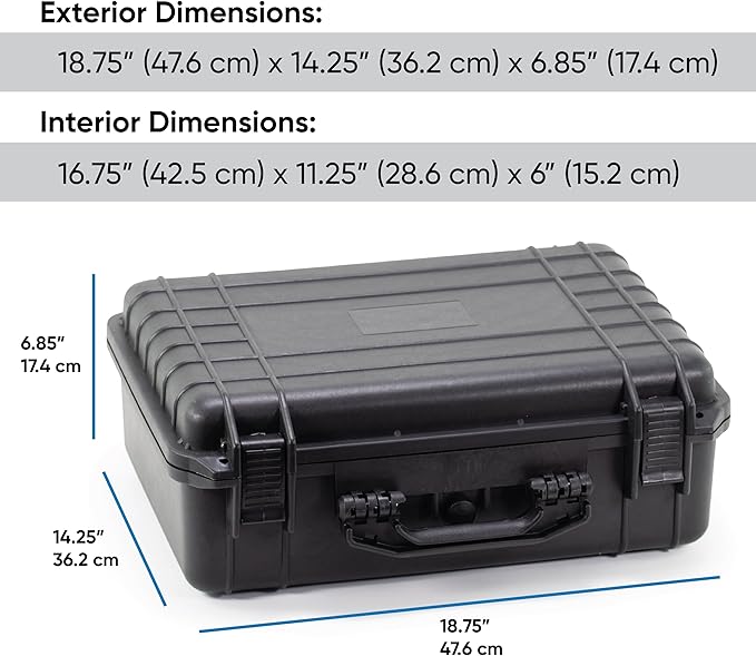 Waterproof Hard Case - Crushproof & Dustproof - Foam Protection - Pressure Equalization Valve - Portable Protective Storage Box for Travel, Hunting, Military, Tactical - 19-Inch (Black)