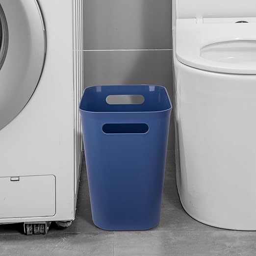 UUJOLY Plastic Small Trash Can Wastebasket, Garbage Container Basket for Bathrooms, Laundry Room, Kitchens, Offices, Kids Rooms, Dorms, 3.5 Gallon, Blue