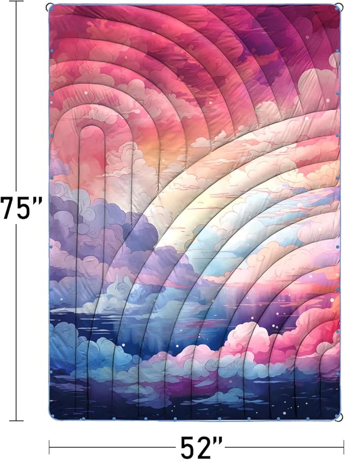 Camping Blanket,Puffy Printed Camp Blankets Lightweight Packable for Outdoor Camping,Traveling, Stadium, Hiking, Picnics