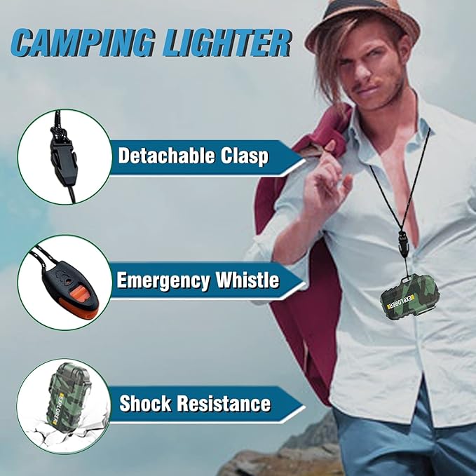 Torch Lighter, Refillable Butane Windproof Outdoor Gas With Adjustable Jet Flame, for Fireplace Fireworks Grill Camping BBQ, Gifts for Men - Camouflage (Without Gas)