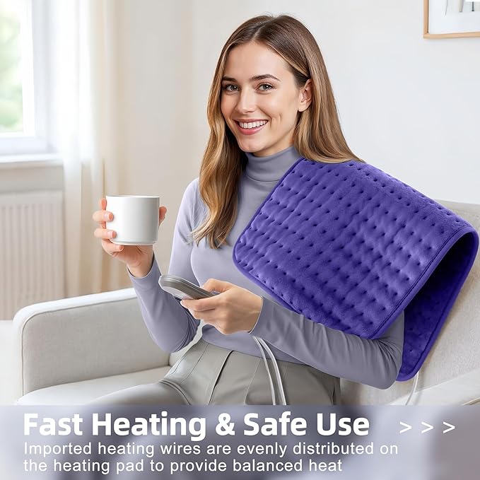 Heating Pad for Pain Relief (12"x24") - Back, Neck, Shoulder, Cramps & Joints - Moist/Dry Heat Options, Auto-Off, Machine Washable - Ideal Gift for Mother's Day & Christmas, Women, Men, Mom, Dad