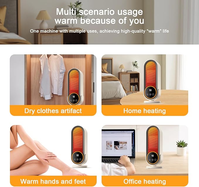 Space Heater Indoor - Energy Efficient Portable Heater with Adjustable Thermostat,1200W PTC Rapid Heating Ceramic Technology with Remote,Intelligent Timing, Ideal for Home and Office Use (NEW E68S)