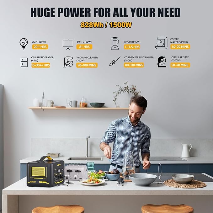 VTOMAN 2376Wh Portable Power Station Bundle with Extra Battery & 110W Solar Panel Included - Up to 3000W Solar Power Generator for Home Backup, Off-grid, Road Trip, RV, Camping, Fishing, Emergencies