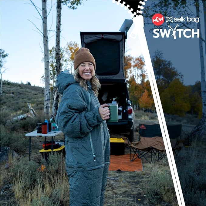 Selk'bag SWYTCH Lite Wearable Sleeping Bag & Jacket | 2-in-1, Lightweight, Eco-Friendly, 40°F for Camping & Travel