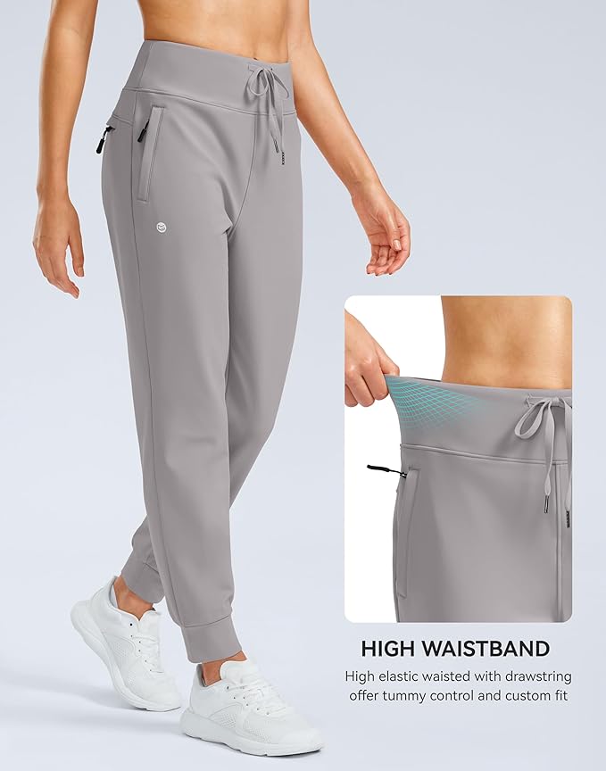 G Gradual Women's Fleece Lined Joggers Water Resistant Hiking Pants High Waisted Winter Thermal Sweatpants 3 Zipper Pockets