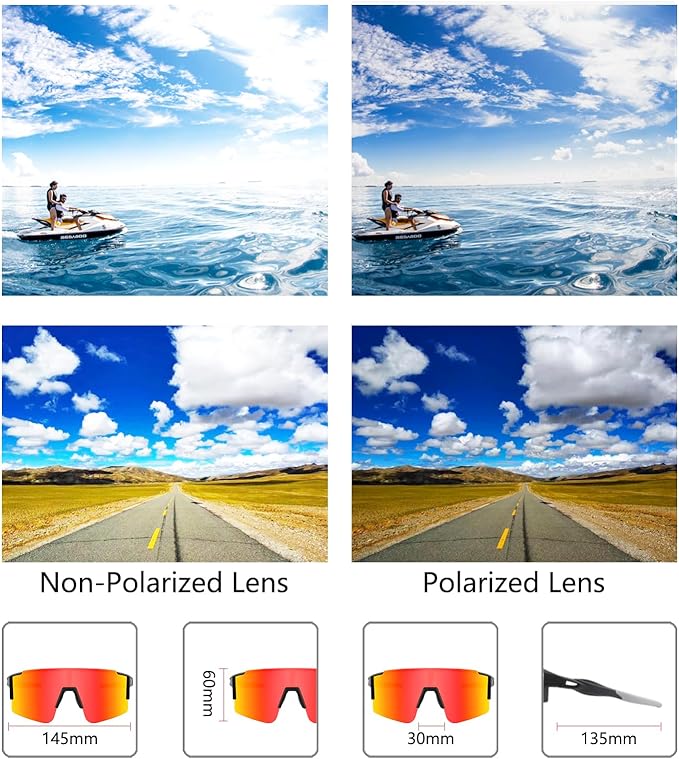 OULAIQI Cycling Sunglasses Polarized Sunglasses for Cycling Men Women with 1 Lens or 3 Interchangeable Lens Baseball Glasses