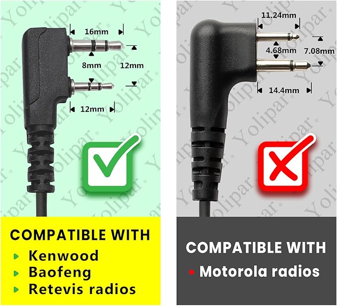 Earpiece Surveillance Kit Compatible with BaoFeng, BTECH, Kenwood Walkie Talkie with PTT Mic Headset Accessories (D-Shaped*2)