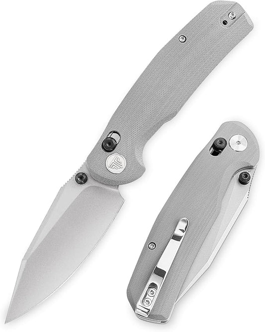 Axis Knives, EDC Folding Knife for Men, Pocket Knife with Clip,3.34” 14C28N Steel,Thumb Stud Blade,Grey G10 Handle.Outdoor Camping Tool,Hornet-03G