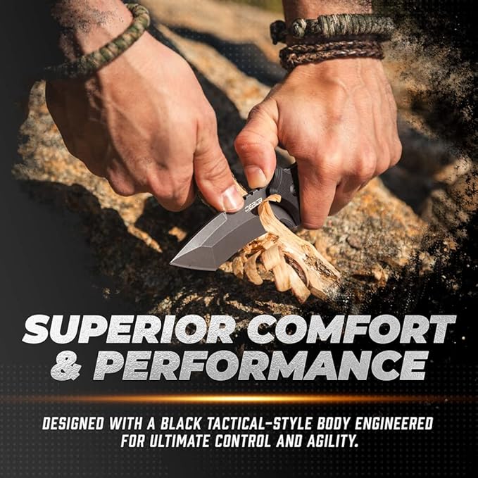 OERLA OLK-D47 Tactical Survival Knife with Kydex Sheath, D2 High Carbon Steel Fixed Blade Outdoor Knife, G10 Handle, EDC Tactical Belt Clip