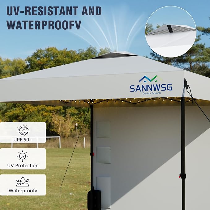 8X8 Pop Up Canopy Tent,Removable Pockets Sidewall for Extra Storage,Easy Up Canopy,Heavy Duty One Person Set Up Event Tent,White