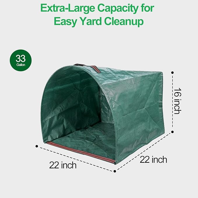 2PCS Reusable Yard Waste Bag - Collapsible Lawn Bags for Leaves, Lawn Trash, Camping, Parties & Laundry, Standable Garden Debris Bag with Gloves