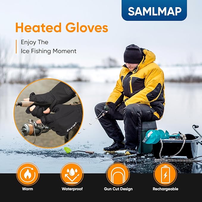 Heated Gloves, Electric Gloves Heated for Men/Women Rechargeable, Waterproof Work Motorcycle Glove for Winter Outdoor
