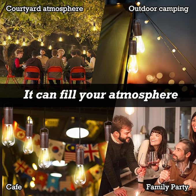 Small 2 Pack Rechargeable Warm Tent Hanging Light Bulb,Portable Outdoor Vintage LED Camping Light,Pendant Hurricane Emergency Lighting Lantern for Hiking Backpacking Fishing Outage Power