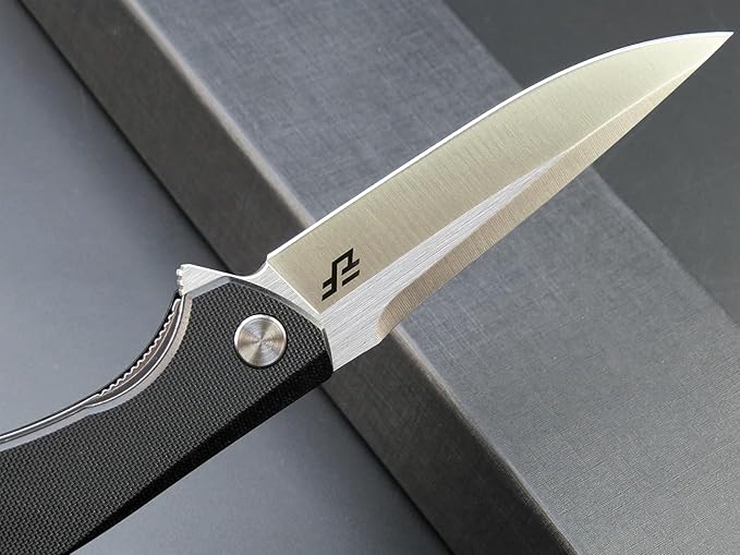 Eafengrow EF231 Folding Knife D2 Steel Blade G10 Handle Scales EDC Tool Knives for Working Outdoor Camping Hiking Fishing(black)