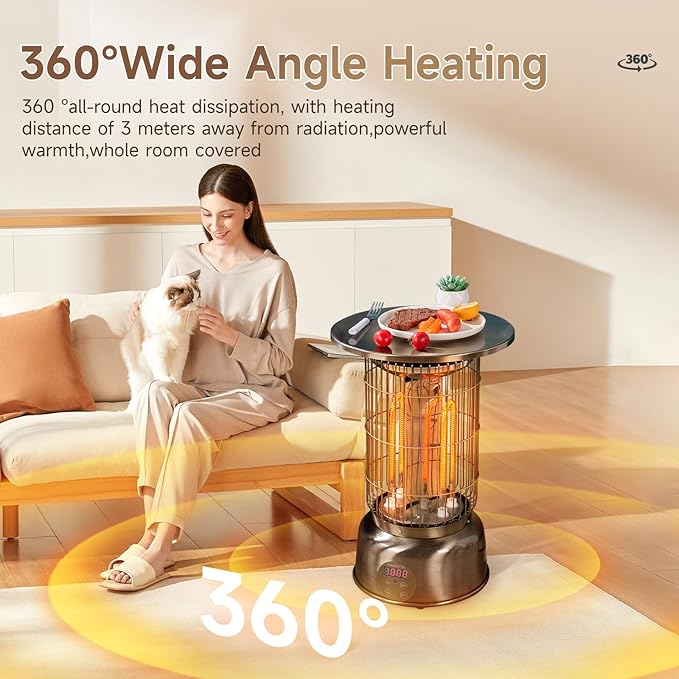 Space Heater, 2000W Electric Heaters Indoor Portable with Thermostat, High Efficiency Heating of Carbon Brazed Tubes Heater for Bedroom, Office and Indoor Use