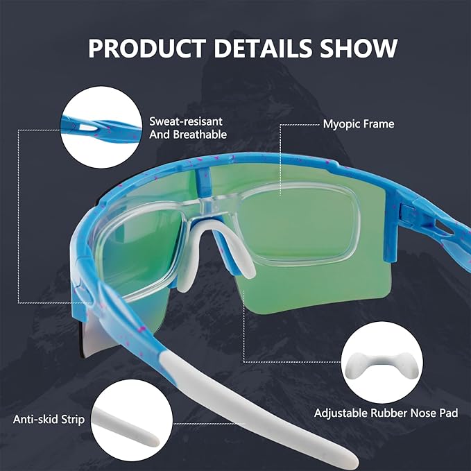 OULAIQI Cycling Sunglasses Polarized Sunglasses for Cycling Men Women with 1 Lens or 3 Interchangeable Lens Baseball Glasses