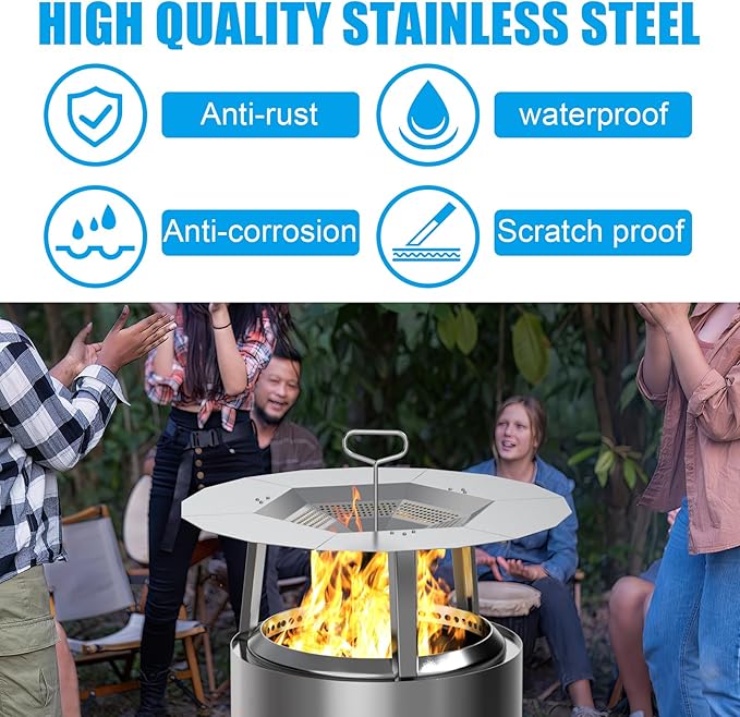 Handle Compatible with Solo Stove Yukon Bonfire Canyon Ranger Heat Deflector,Stainless Steel Handle Accessory for Fire Pit Campfire Stove Heat Diffuser