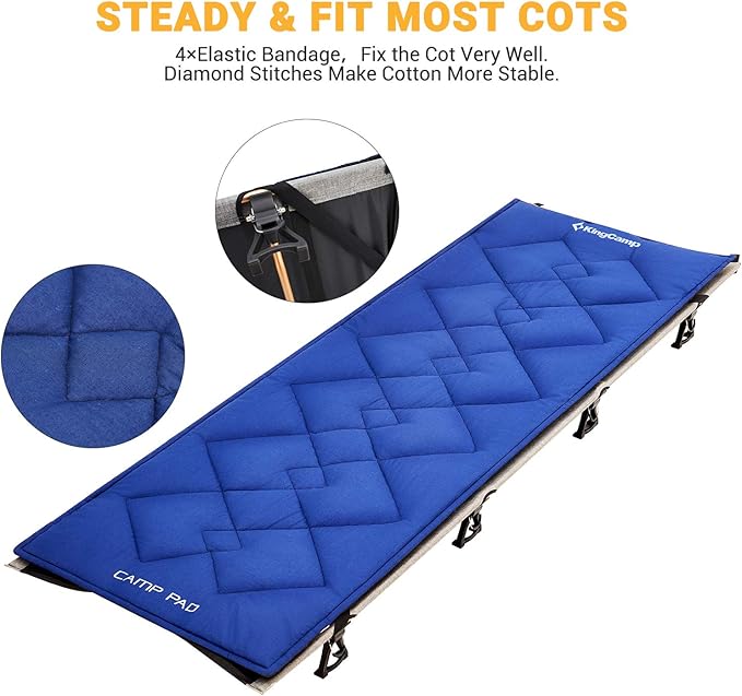 KingCamp Cot Mattress, Portable Lightweight Camping Sleeping Mat Soft Comfortable Non-Slip Cot Pad for Camp Cot, RV Bunk & Twin Beds