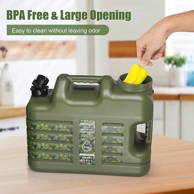 ASIEIT 3 Gallon/5 Gallon Water Jug with Spigot, Portable Water Tank BPA Free, Leak-Proof Water Containers for Camping Water Storage Containers for Emergency Outdoor Hiking Picnic, Green/Yellow/White