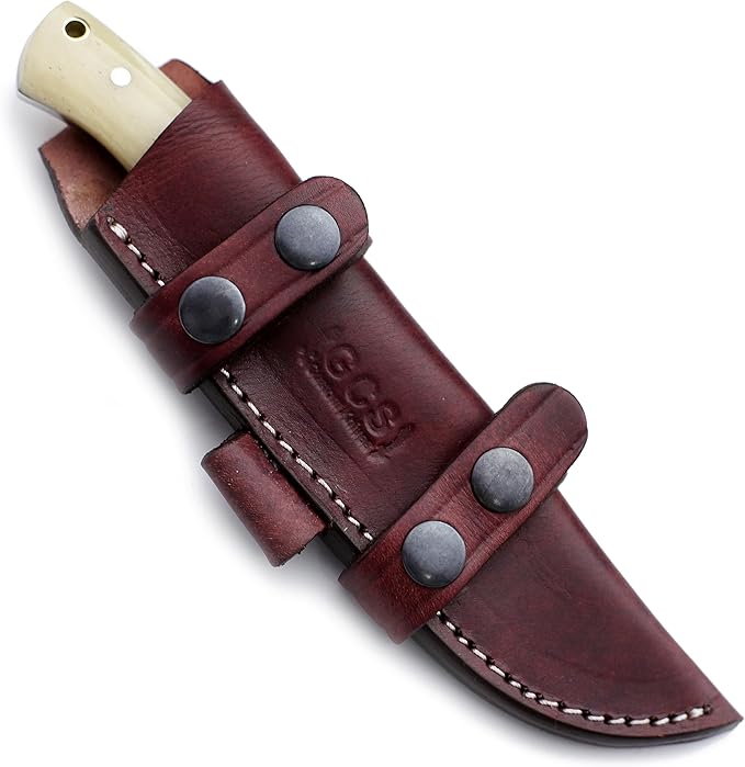 GCS Handmade D2 Tool Steel Tactical Hunting Knife with Leather Sheath and Full Tang Handle Designed for Hunting and Camping & EDC GCS 761