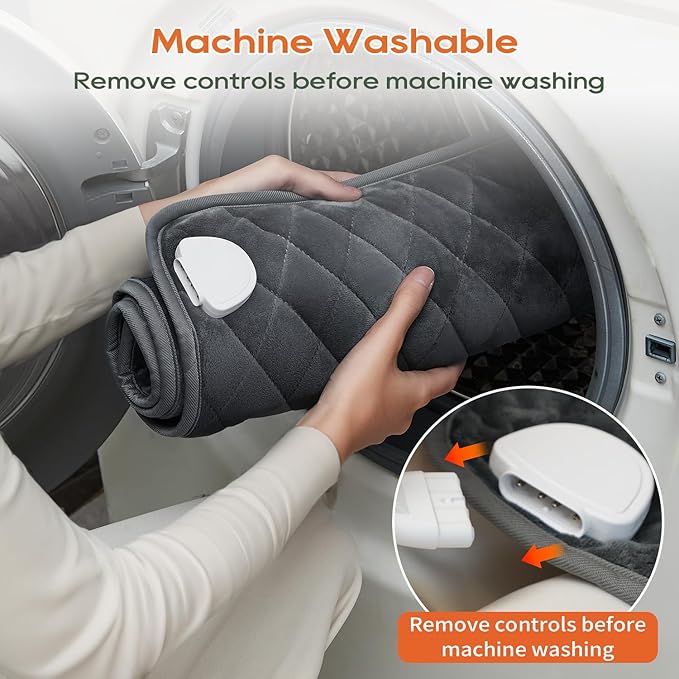 Electric Heating Pad for Pain Relief - 35"x20" King Size, Soft Velvet, Moist & Dry Heat, Adjustable Temperature, Auto Shut-Off, Machine Washable, Ideal for Back, Neck, Shoulder & Menstrual Cramps