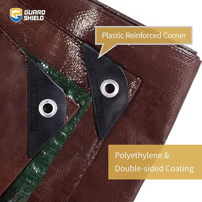 GUARD SHIELD Brown/Green Tarp 10x16 Feet Medium Duty Outdoor Waterproof Multi Purpose Poly Tarps Cover 7mil (2-Pack)