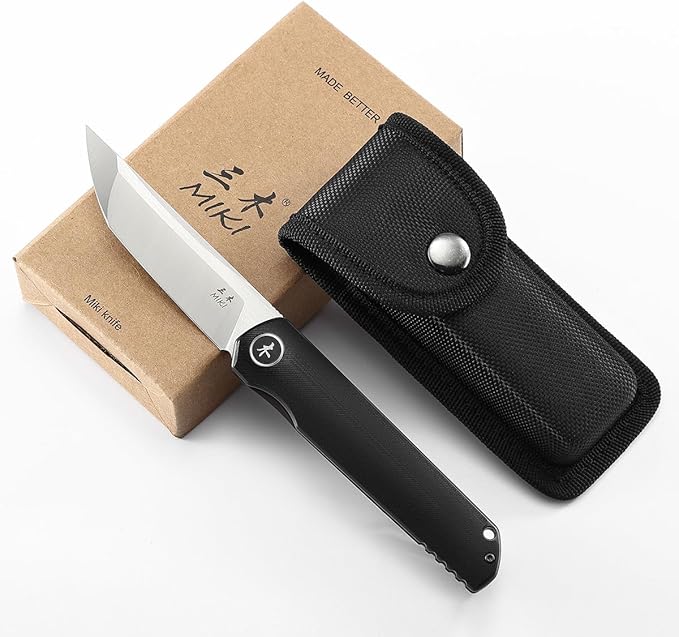 Miki Folding Knife, G10 Handle, EDC Knife with D2 Steel Blade, Pocket Samurai for Camping, Outdoor, Fishing and Everyday Carry