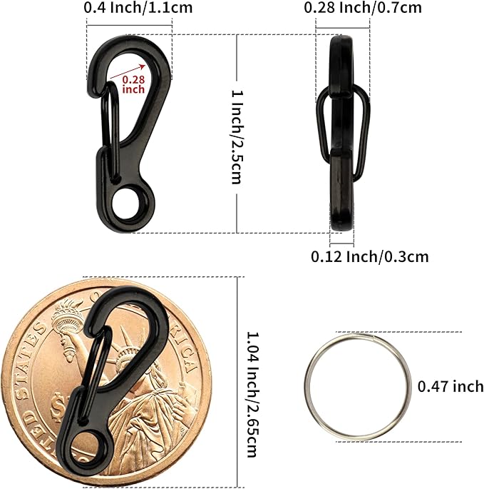 SWATOM Small Mini Carabiner Clip Tiny Spring Snap Hook Keychains Micro Carabiners for Paracord EDC Alloy Key Rings Outdoor Hiking Fishing Camping Backpack Accessories