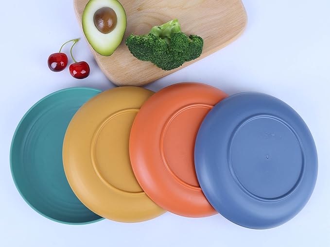 LuckyZone 7.8 Inches Unbreakable Wheat Straw Plates - Reusable Plate Dinner Set - Dishwasher & Microwave Safe - Healthy, BPA Free & Eco-Friendly (7.8 Inches/6 Color_H)
